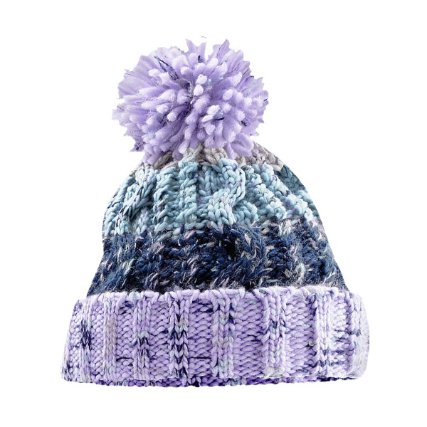 Lavender Fizz Corkscrew pom pom beanie 