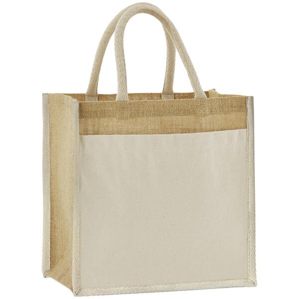 Westford Mill Cotton Pocket Natural Starched Jute Midi Tote Bag Thumbnail