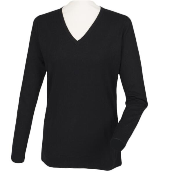 Women's cashmere touch acrylic v-neck jumper Thumbnail