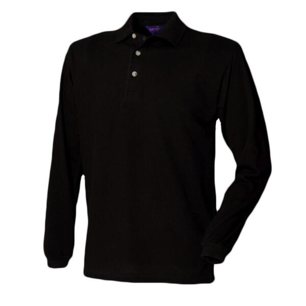 Henbury Long Sleeve Cotton Piqué Polo Shirt Thumbnail