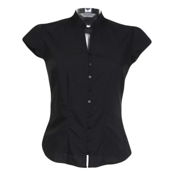 Kustom Kit Ladies Cap Sleeve V Neck Tailored Continental Blouse Thumbnail