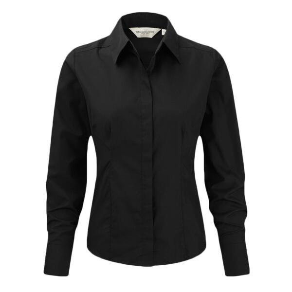 Russell Collection Ladies Long Sleeve Fitted Poplin Shirt Thumbnail