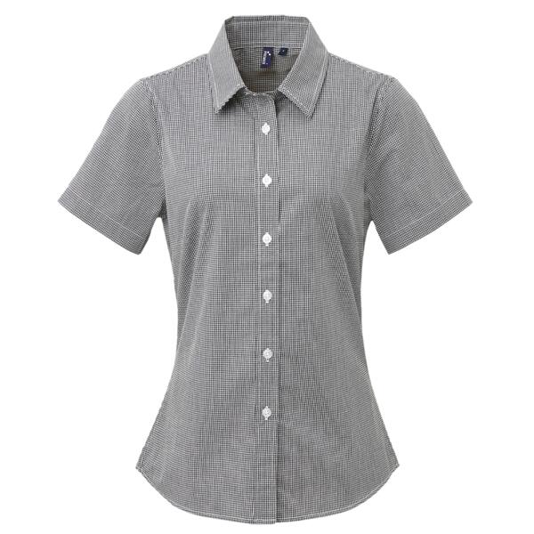 Premier Ladies Gingham Short Sleeve Shirt Thumbnail