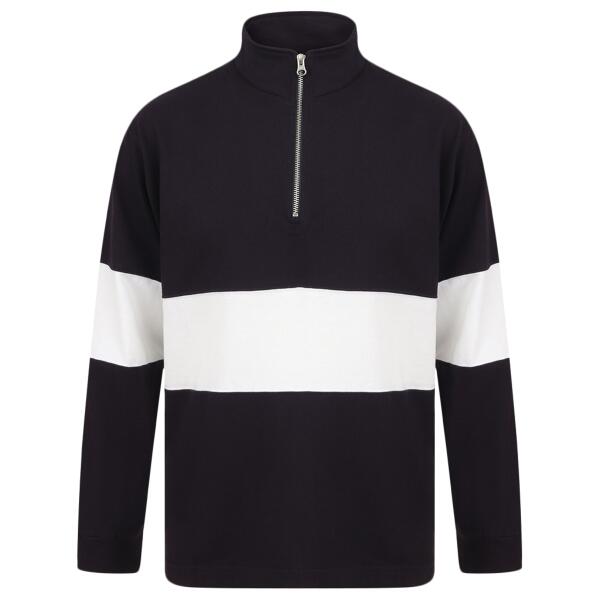Front Row Panelled 1/4 Zip Neck Top Thumbnail