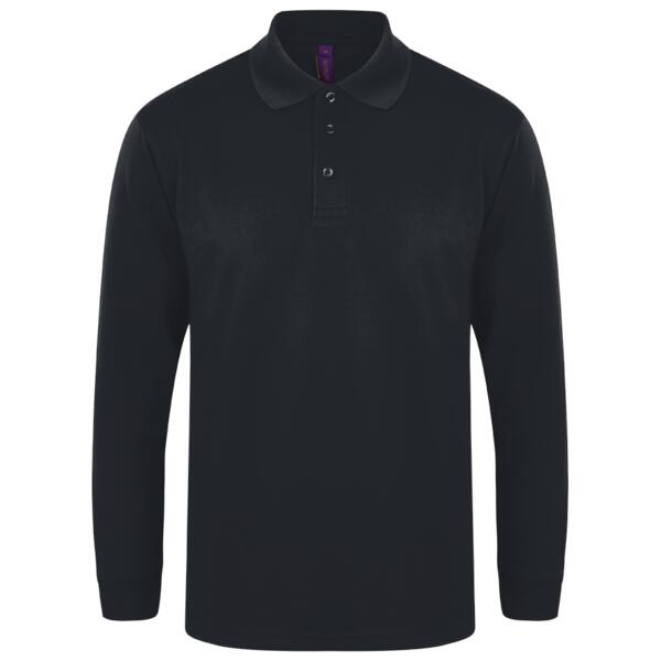 Henbury Unisex Long Sleeve Coolplus® Piqué Polo Shirt Thumbnail