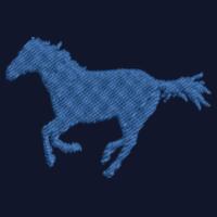 Horse Alpine Blues - Corkscrew pom pom beanie Design