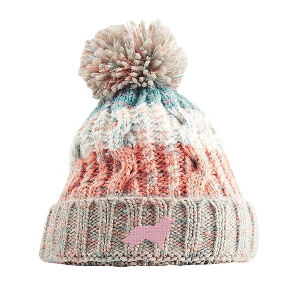 Border Collie  - Milkshake Mix Corkscrew pom pom beanie Thumbnail