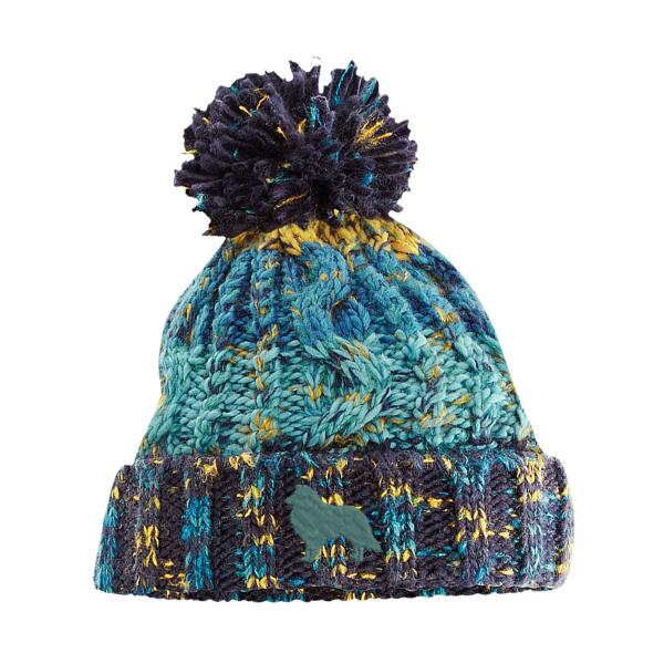 Sheltie  - Corkscrew pom pom beanie (Marine Splash) Thumbnail