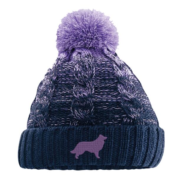 Border Collie Lavender/Navy  - Beechfield Ombré Pom Pom Beanie Thumbnail