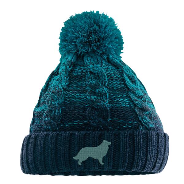 Border Collie Teal/Navy  - Beechfield Ombré Pom Pom Beanie Thumbnail