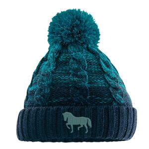Horse Embroidered Teal/navy - Beechfield Ombré Pom Pom Beanie Thumbnail