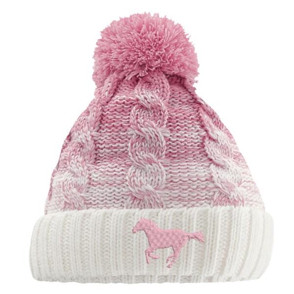 Horse Dusty pink/off white Ombre Pom Pom Beanie Thumbnail