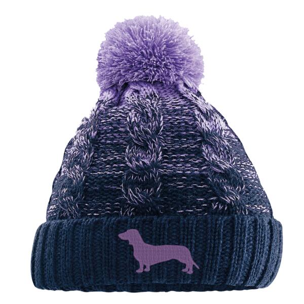 Dachshund  - Beechfield Ombré Pom Pom Beanie ( Lavender) Thumbnail