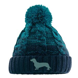 Dachshund  - Beechfield Ombré Pom Pom Beanie ( Teal) Thumbnail