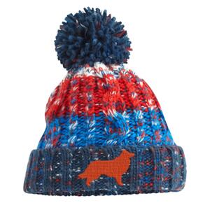 Border Collie  - Chilli Blues Corkscrew pom pom beanie Thumbnail