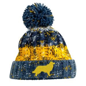 Border Collie  - Morning Frost Corkscrew pom pom beanie Thumbnail