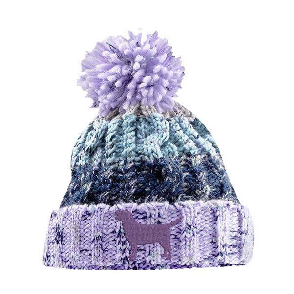 Labrador Lavender Mix - Corkscrew pom pom beanie Thumbnail