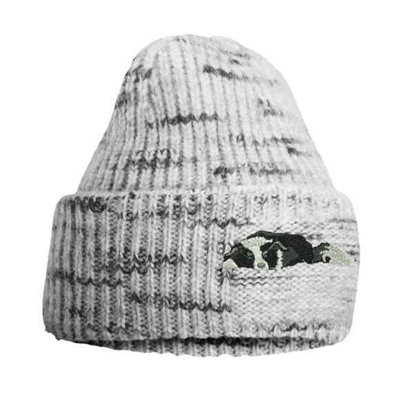 Border Collie  - Beechfield Chunky Knitted Patch Beanie Thumbnail