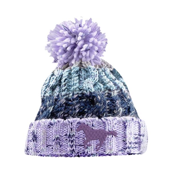 Horse Lavender Fizz - Corkscrew pom pom beanie Thumbnail