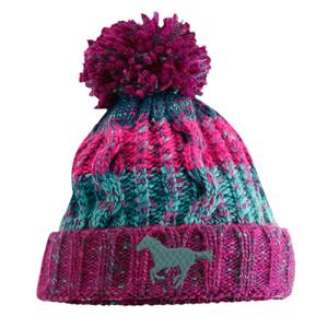 Horse Winter Berry - Corkscrew pom pom beanie Thumbnail